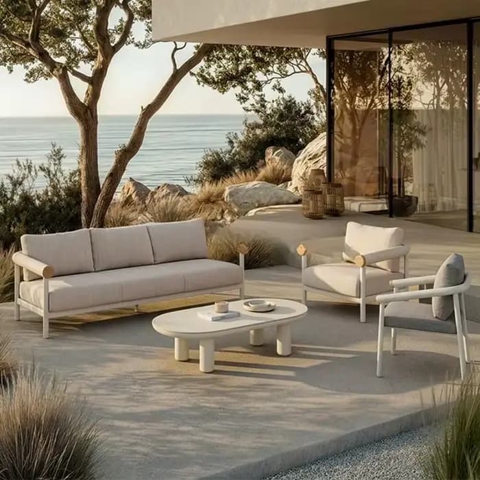 # Canapé d'extérieur en alliage d'aluminium pour villa, cour, patio, jardin, mobilier de loisirs, imperméable et résistant aux UV, pour hôtels et complexes hôteliers, avec table basse