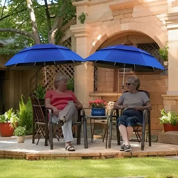 Parasol de plage anti-UV double couche – 360 ° Support rotatif universel en fer robuste pour chaise
