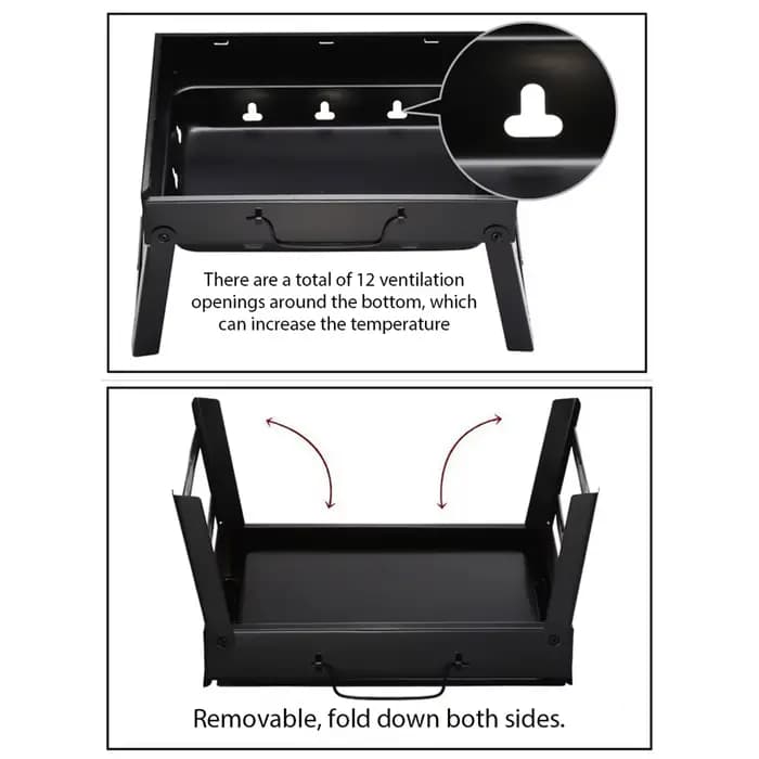 1 Ensemble de Barbecue au Charbon de Bois Portable Pliable en Acier pour Grillades en Extérieur