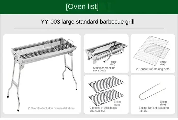 Barbecue à charbon de bois en acier inoxydable épais, gril pliant portable, appareils ménagers, exté