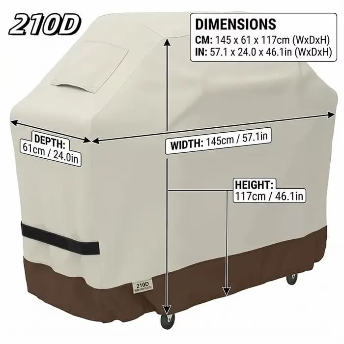 Housse de protection 210D beige pour barbecue à gaz extérieur, anti-poussière, imperméable, pour fou