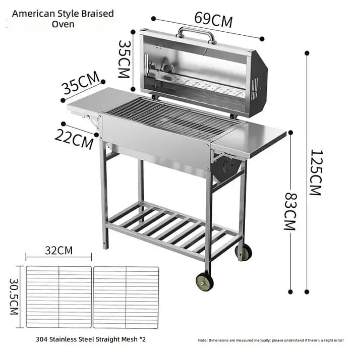 Barbecue portable en acier inoxydable Butterfly, style américain, pour camping et pique-nique, avec grille à charbon de bois et ensemble de cuisson