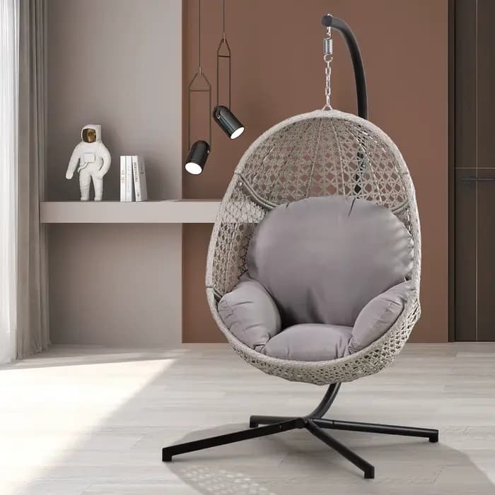 Chaise à œufs suspendue élégante en rotin, mobilier d'extérieur, jardin, balcon, chambre à coucher,
