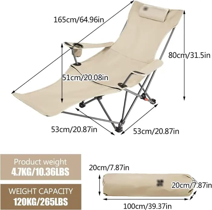 Chaise de camping pliable avec accoudoirs