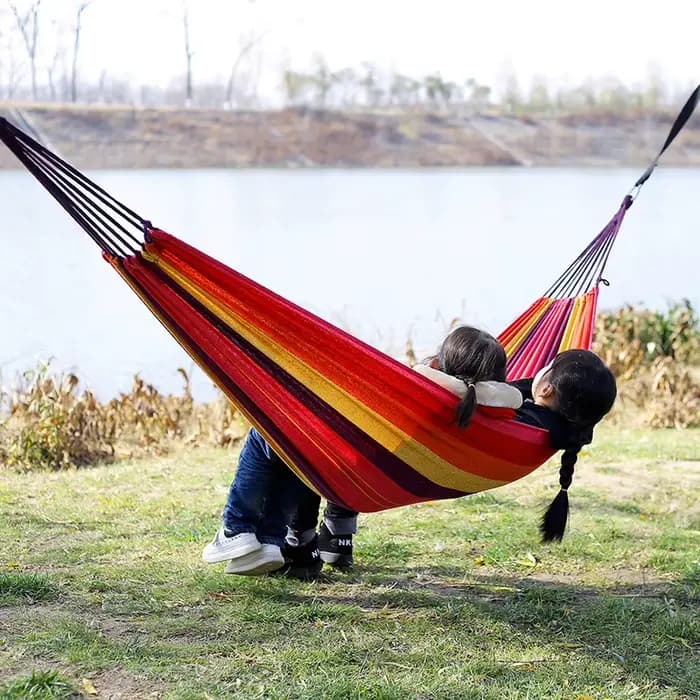 NewOutdoor-Hamac simple en toile pour camping, balançoire intérieure pour enfants, hamac rayé épais,