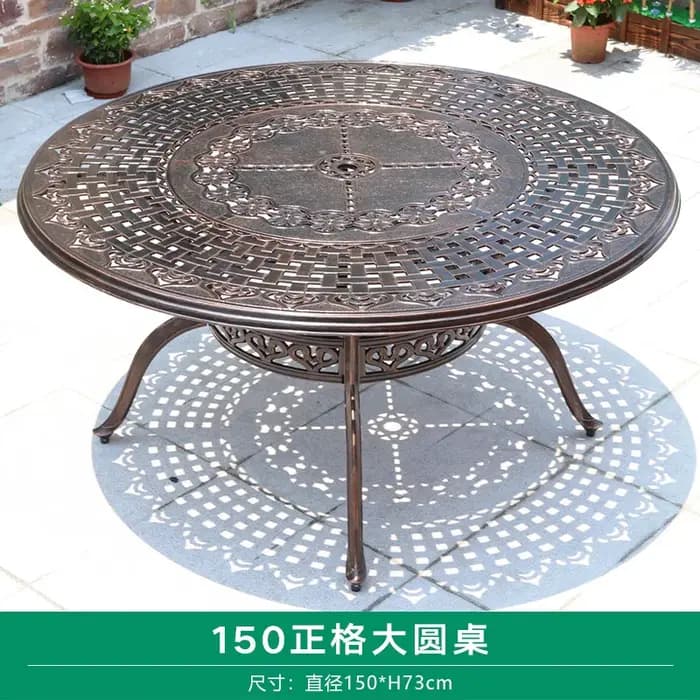 Combinaison table et chaise d'extérieur tissées en fonte d'aluminium