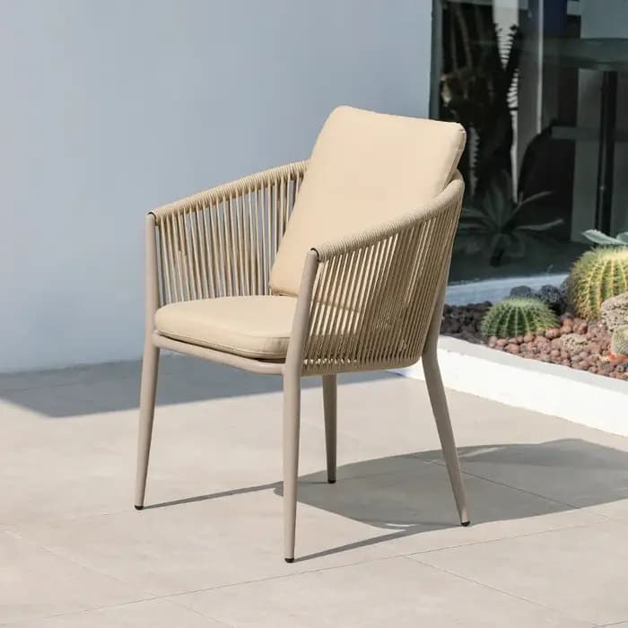 Fulin terrasse extérieur Restaurant Patio jardin ensemble meubles corde tissée chaise de salle à manger extérieure