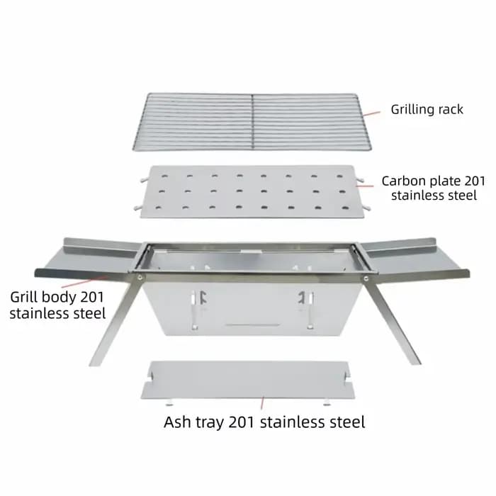 Réchaud de barbecue pliable en acier inoxydable