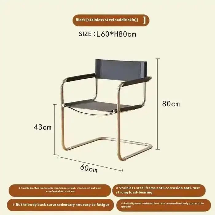 Chaises De salle à manger noires en acier inoxydable