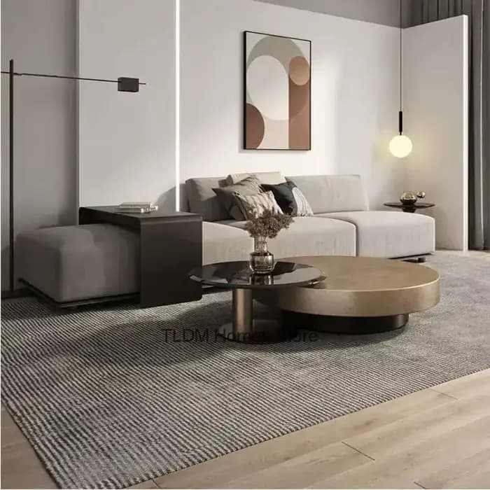 Tables basses design en acier inoxydable, Table à thé ronde de luxe européenne, meubles de salon, Ta