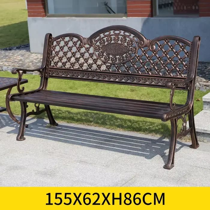 Nouveau Banc d'extérieur 155 cm 2026 en Métal avec Dossier, Chaise Longue de Jardin, Banc de Porche