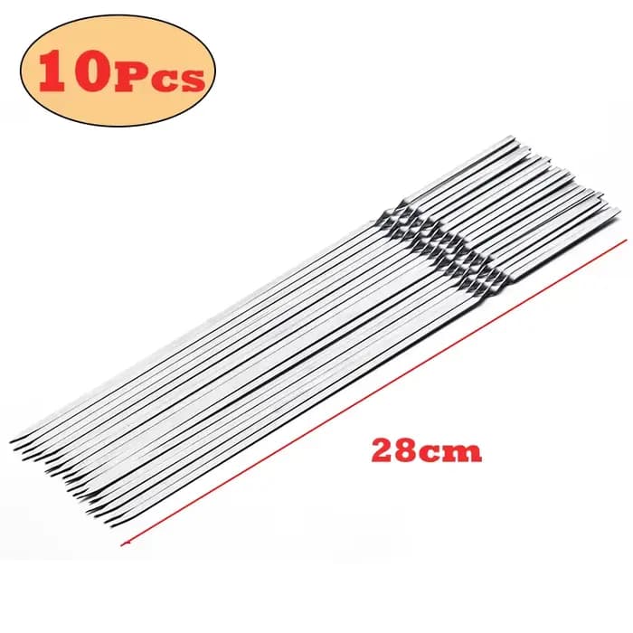 Brochettes de Barbecue réutilisables en acier inoxydable, 10/15 pièces, pour Camping en plein air, o
