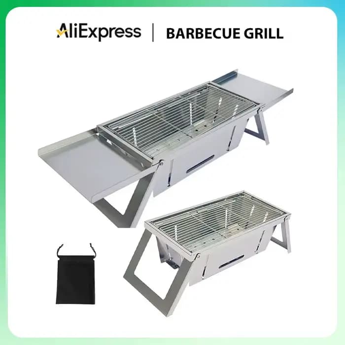 Gril de Barbecue pliant en acier inoxydable