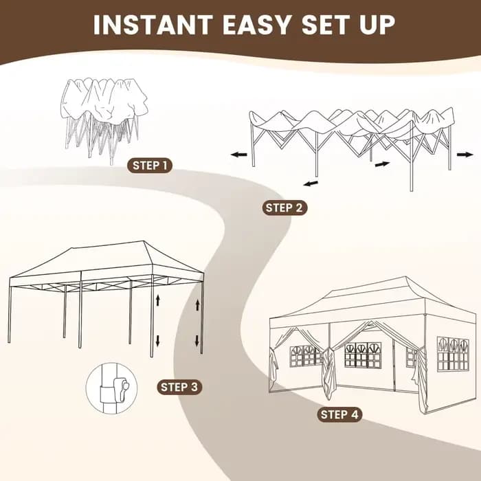 Tente à baldaquin Pop-Up Portable 10X20', auvent extérieur pliable et étanche, tonnelle robuste, par