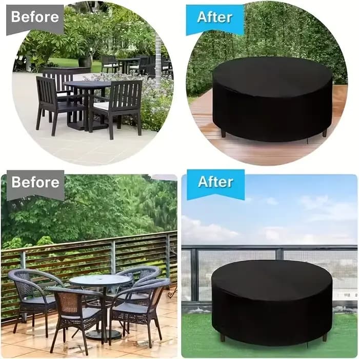 Housses de protection pour table et chaises de jardin rondes d'extérieur