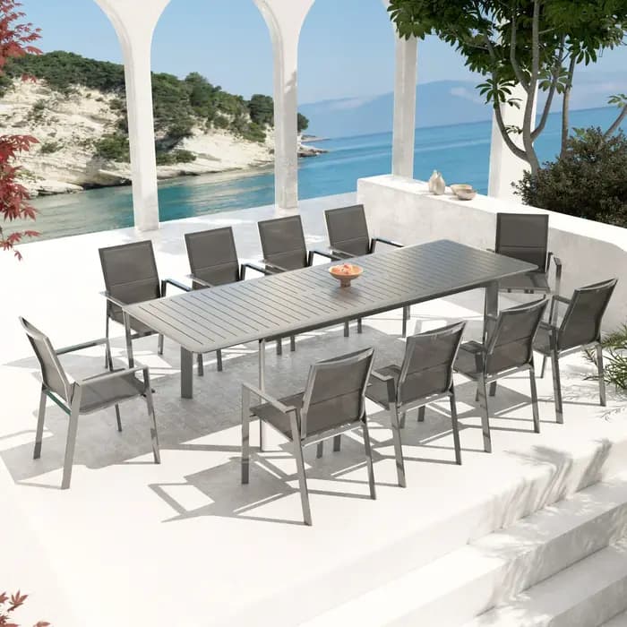 Ensemble de meubles de jardin d'extérieur en aluminium de luxe haut de gamme