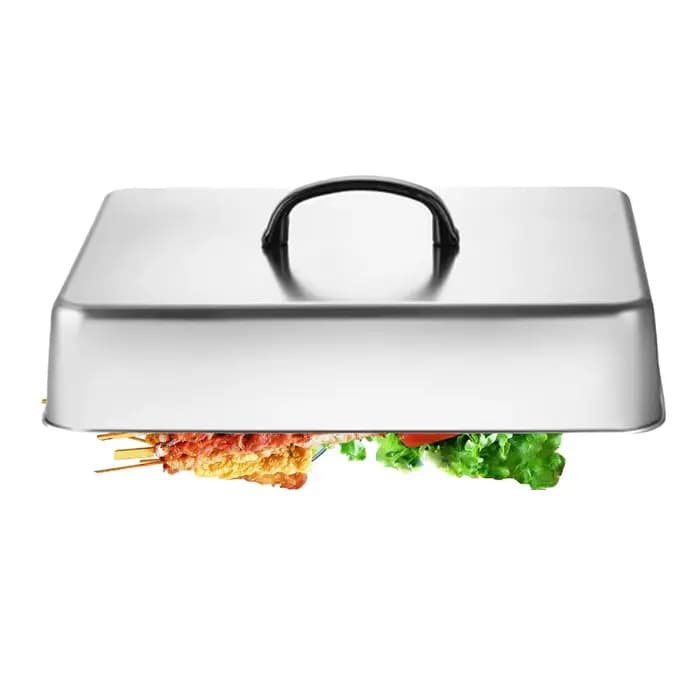 Couvercle de cuisson rectangulaire en acier inoxydable 43,5x28,2x6,6 cm pour barbecue commercial, couvercle de cuisson à plat pour cuisson vapeur en intérieur