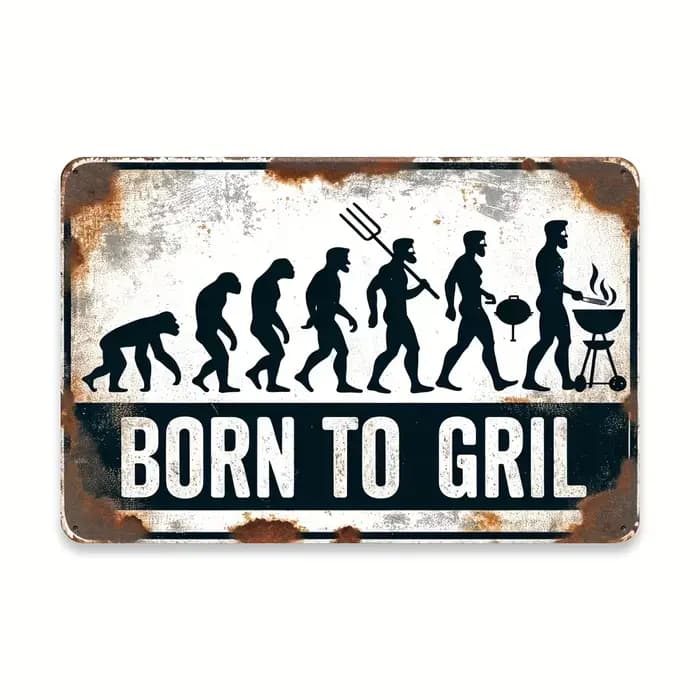 1PC Logo mural vintage en fer pour barbecue - Polyvalent, à suspendre au mur, design épuré pour les