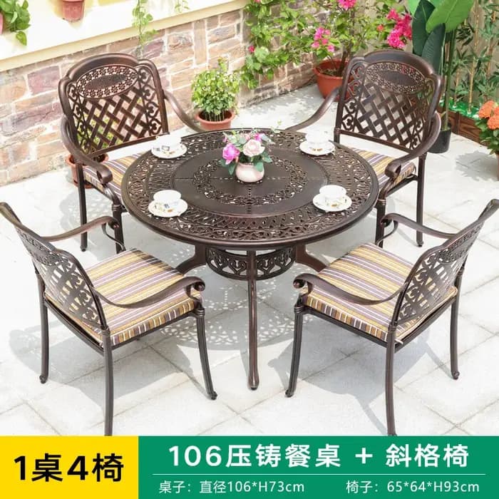 Combinaison table et chaise en fonte d'aluminium