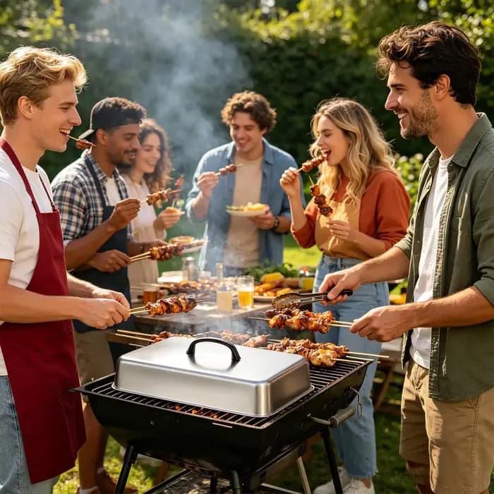 Couvercle de cuisson rectangulaire en acier inoxydable 43,5x28,2x6,6 cm pour barbecue commercial, couvercle de cuisson à plat pour cuisson vapeur en intérieur