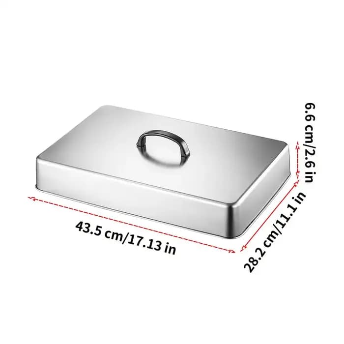 Couvercle de cuisson rectangulaire en acier inoxydable 43,5x28,2x6,6 cm pour barbecue commercial, co