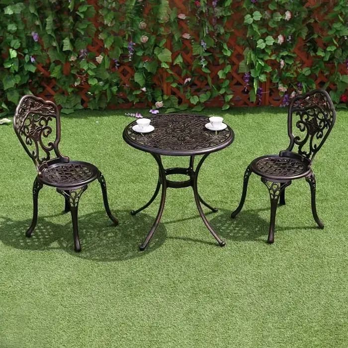 Table et chaise confortables en fonte d'aluminium et métal