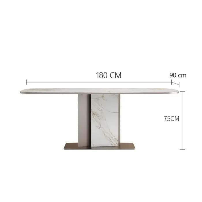 Sièges de table à manger rectangulaires modernes en pierre frittée série Luxotic pour 6 à 8 personnes