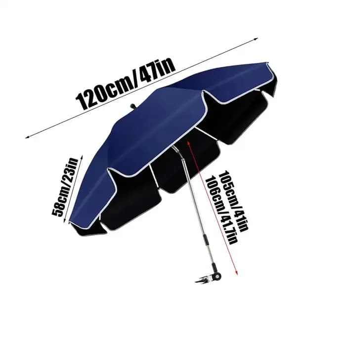 Parasol de chaise réglable à 360° avec pince