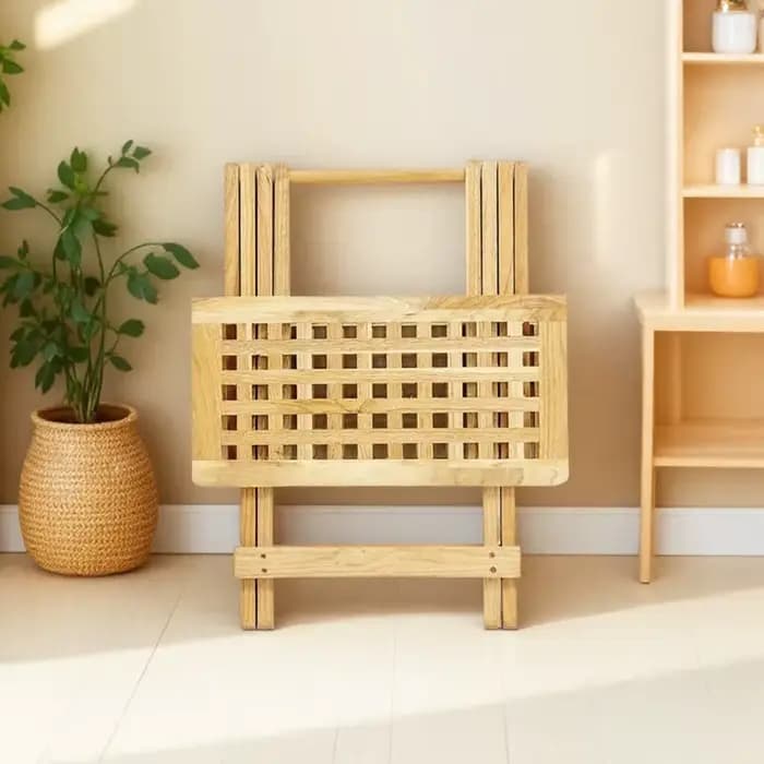 Tables basses de balcon en bois massif, grille carrée, Table de chevet pliante Portable, style nordique Simple, meubles de maison sans installation