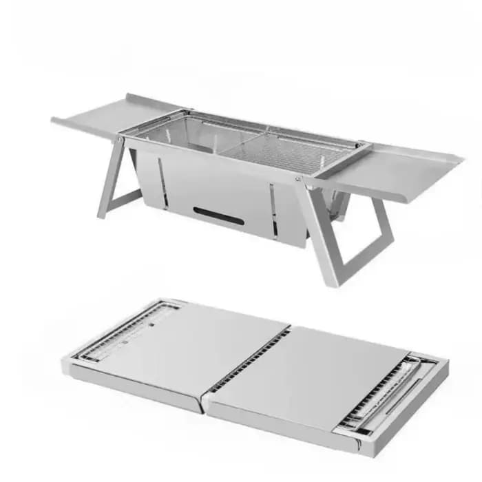 Barbecue portable pliable au charbon de bois en acier inoxydable pour camping