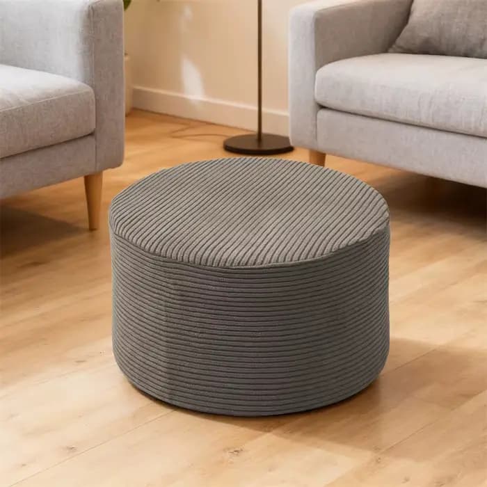 1 Housse de pouf ronde unie anti-salissure extensible pour repose-pieds de canapé et tabouret, pour