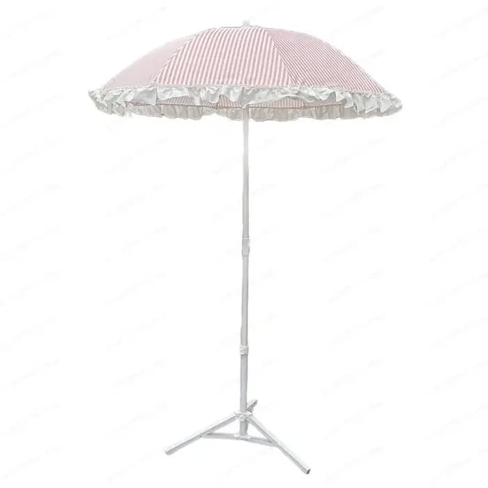Parasol de plage en dentelle rayée orange et rose