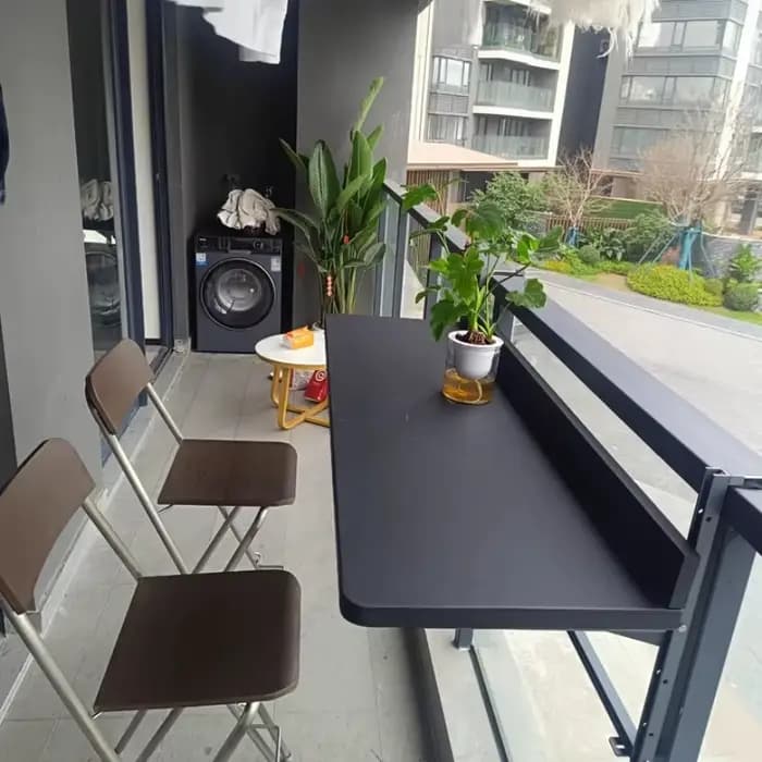 Table suspendue de balcon pliante, bureau de Bar de bistro, Table à thé d'extérieur avec support de