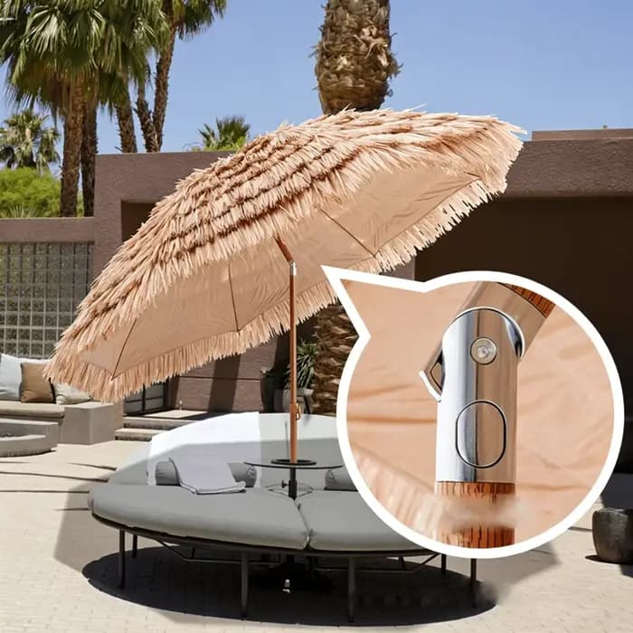 Parasol de jardin en simili chaume de 63 pouces pour piscine et jardin