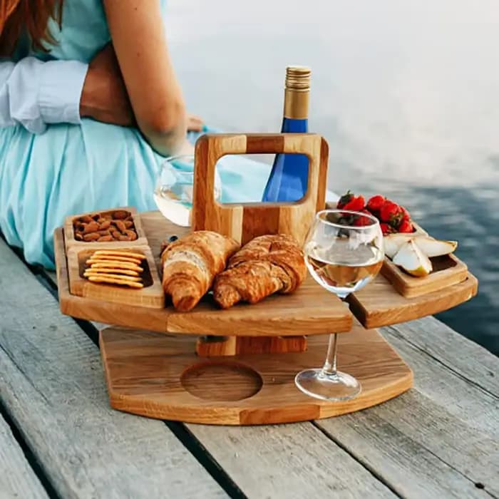 Table pliante Portable en bois, plateau de collation de fruits, pique-nique de Camping, Table à vin,