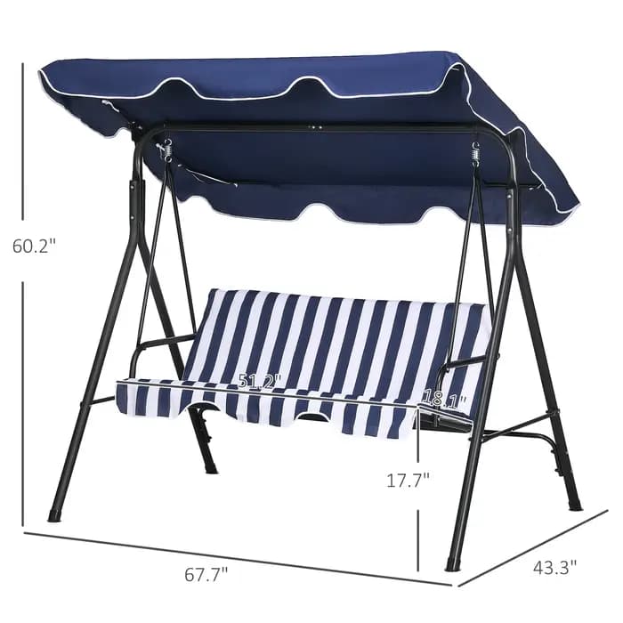 Balançoire de porche, hamac, banc, chaise longue, en acier, 3 places, rembourré, pour l'extérieur, a