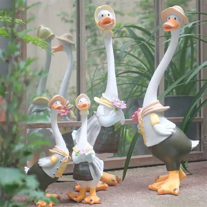 Statue de jardin en résine, figurines de canards, famille de canards, ornements de cour, œuvres d'art, sculptures d'animaux, décoration moderne pour la maison