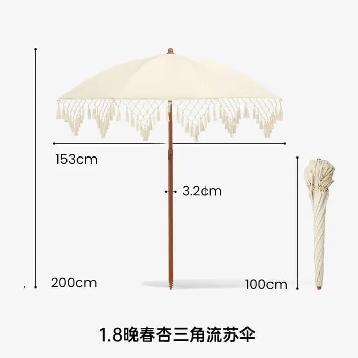 Parasol d'extérieur à franges françaises, parasol de plage pour cour, parasol de jardin à grille tri