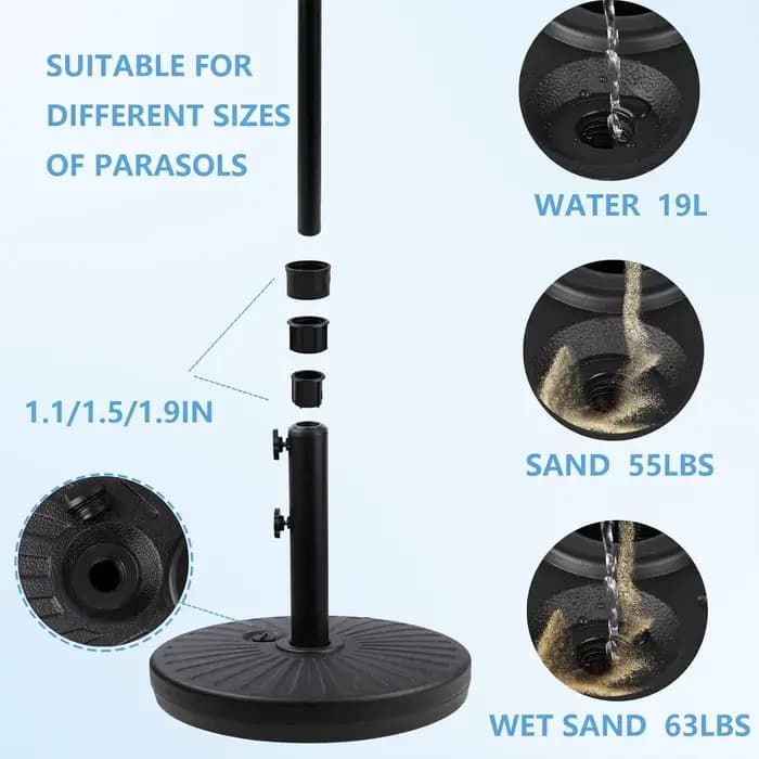Base lestée pour mobilier d'extérieur 44BLS, support d'ancre réglable Anti-vent, rechargeable au sab
