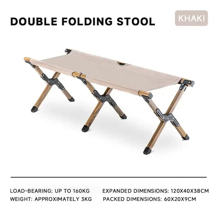 WESTTUNE tabouret Long d'extérieur Portable Camping chaise pour deux personnes pliant Double siège en alliage d'aluminiu