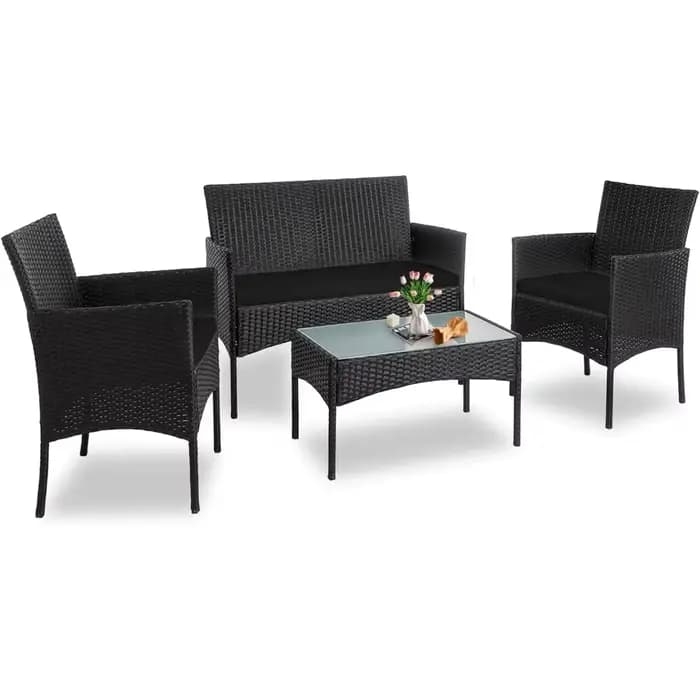 Ensemble de meubles de Conversation de Patio extérieur en osier de 4 pièces, ensembles de Conversati
