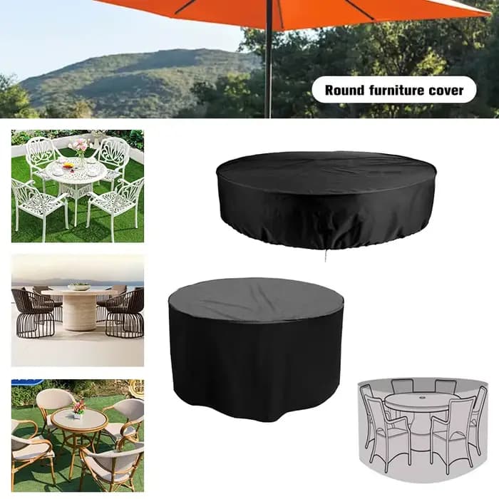 Housse de Table ronde pour meubles de jardin en tissu Oxford