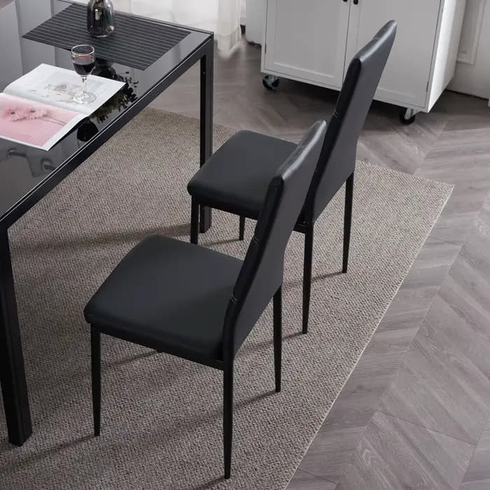 L Super Stable 4 pièces chaises de salle à manger noires Texture chaises de salle à manger à dossier