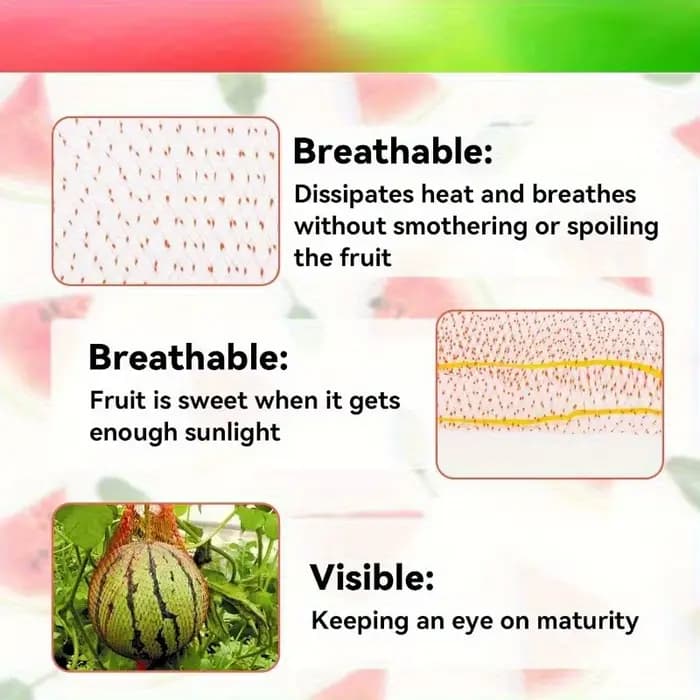 100 un hamac à melon durable en filet pastèque, adapté au jardin, poche en filet réutilisable, adapté au melon, support idéal pour le support.