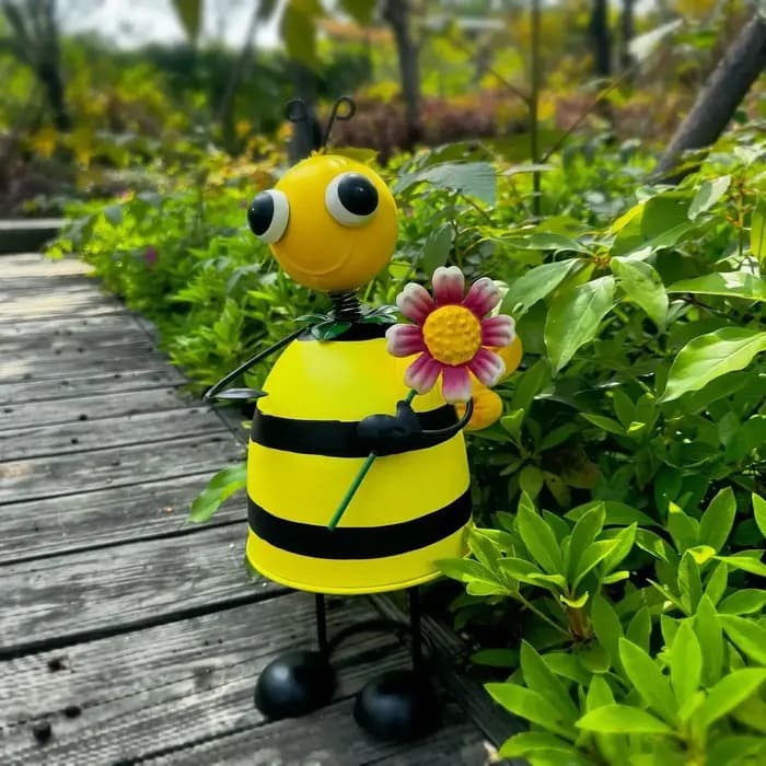 Abeille avec fleur ornements de jardin jolis cadeaux de jardinage pour femmes hommes Irom Statue artisanat Porches cour Patio décor à la maison Figurine