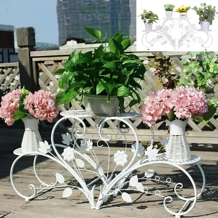 % A 2 pièces support pour plantes en métal antirouille 4 présentoir de fleurs en pot étagère pour jardin balcon bureau
