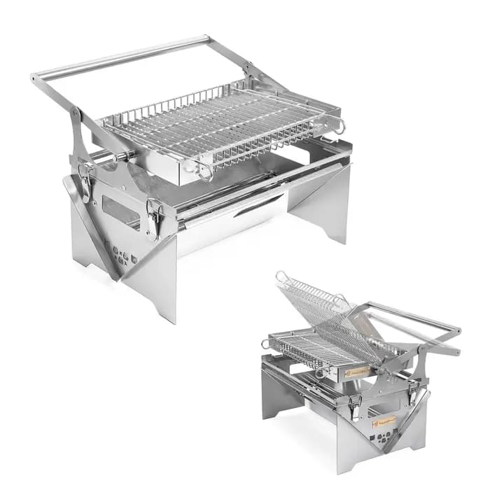 Flip Grill 360 ° Barbecue rotatif, gril à charbon à retournement automatique manuel pour le campin