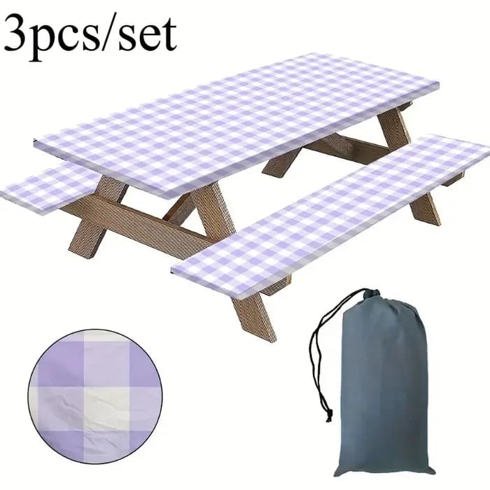 3 pièces/ensemble couverture de nappe à carreaux Durable-Patio extérieur pique-nique jardin Camping