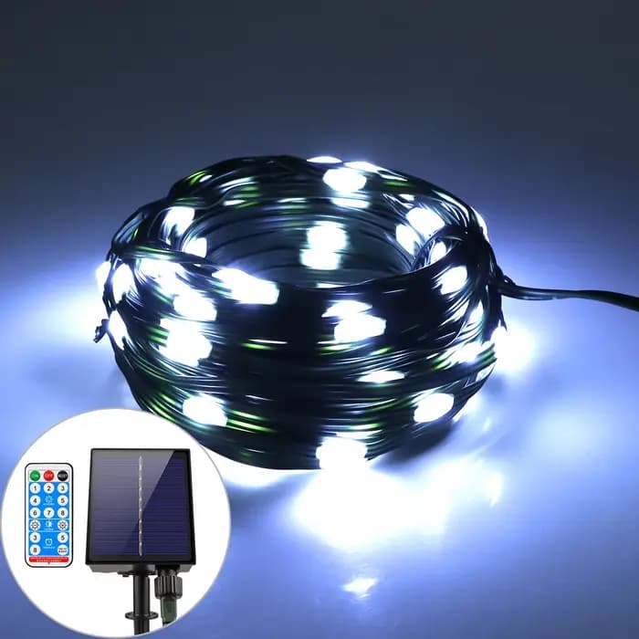 100M 50M guirlande solaire extérieure lumières en cuir LED chaîne fée lumière