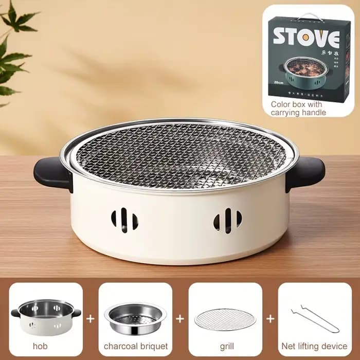 1 pièce Gril de table portable polyvalent avec grille, idéal pour le camping en extérieur et les bar